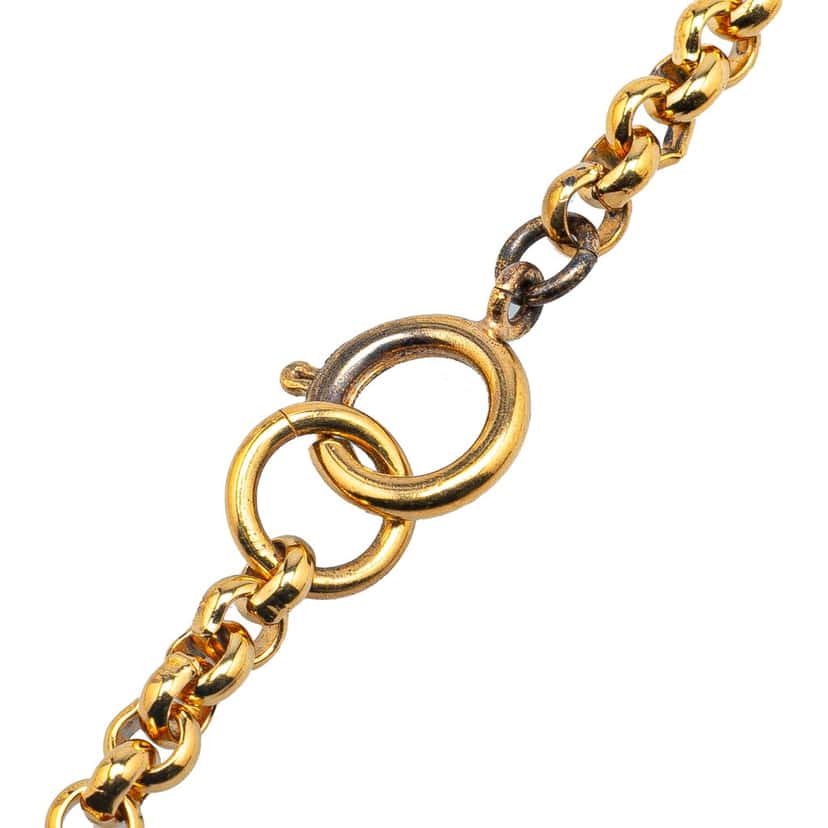 Chanel Gold Plated CC Heart Pendant Necklace Gold Metal Good condition - Back View