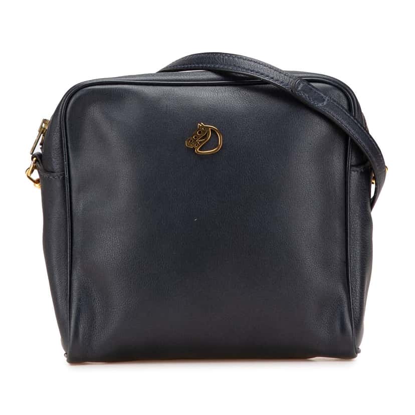 Hermès Box Calf Jockey Crossbody Blue Leather Good condition - Front View