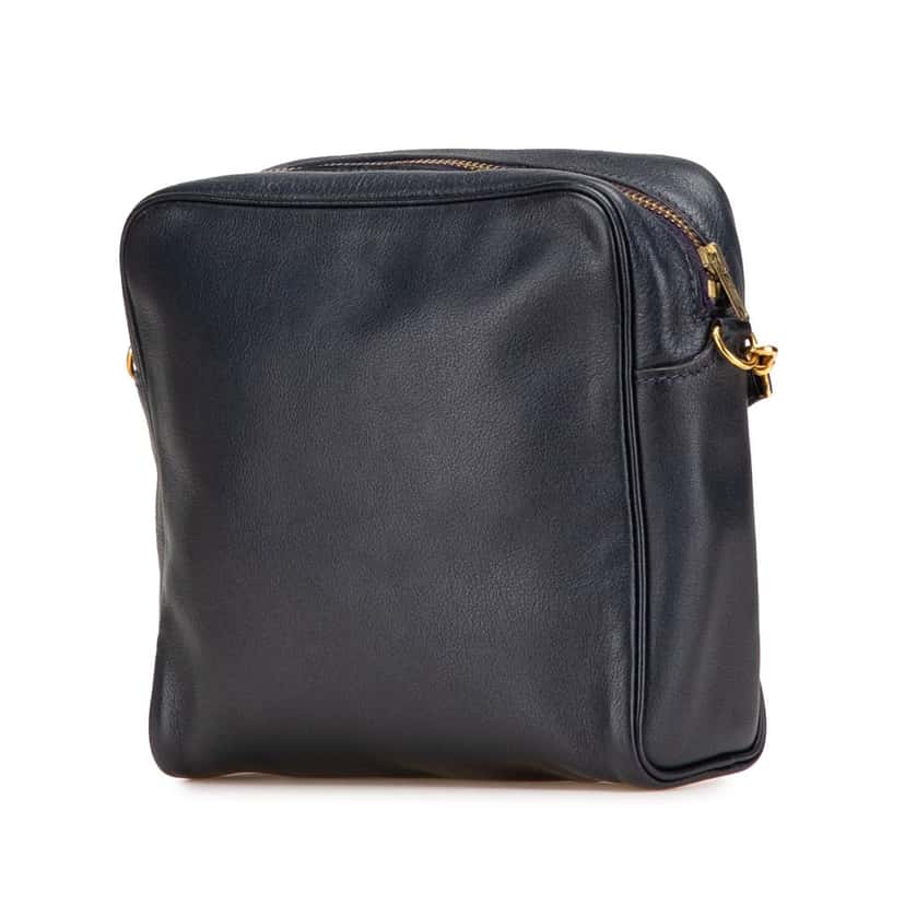 Hermès Box Calf Jockey Crossbody Blue Leather Good condition - Back View