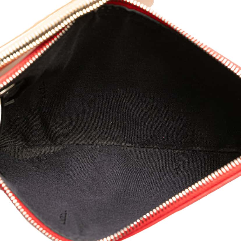 Fendi Zucca Leather and Raffia Triplette Clutch Brown Leather Good condition - Model View
