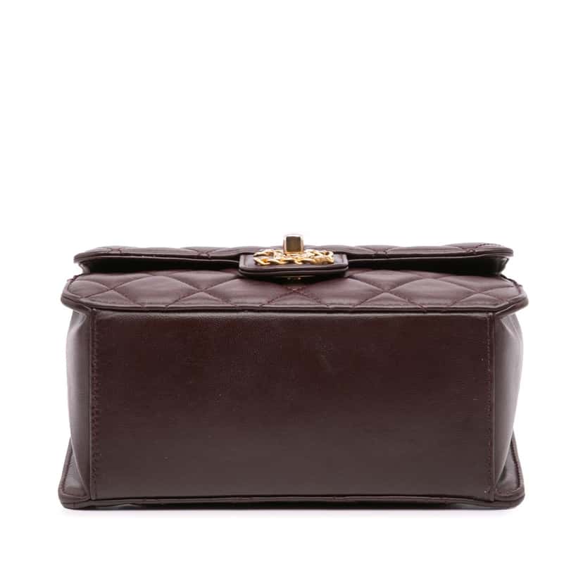 Chanel Mini Quilted Shiny Lambskin Single Flap Red Leather Good condition - Inside View