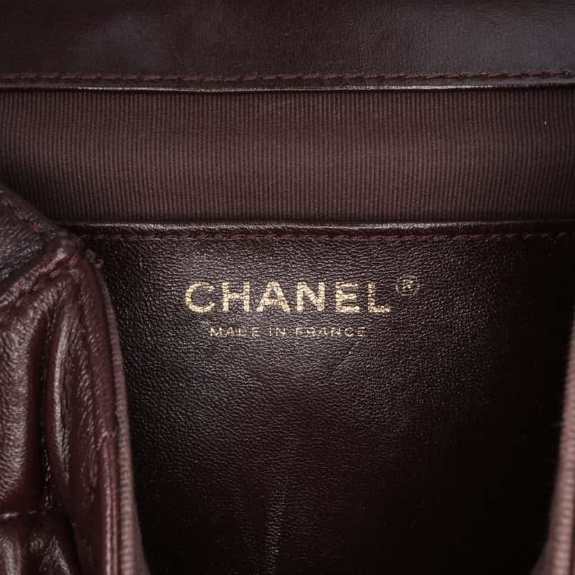 Chanel Mini Quilted Shiny Lambskin Single Flap Red Leather Good condition - Box View