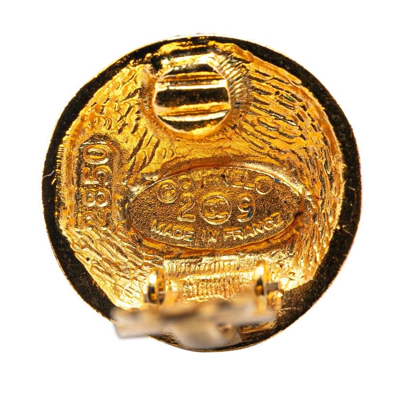 Chanel Gold Plated CC Clip On Earrings Gold Metal Good condition - Inside View