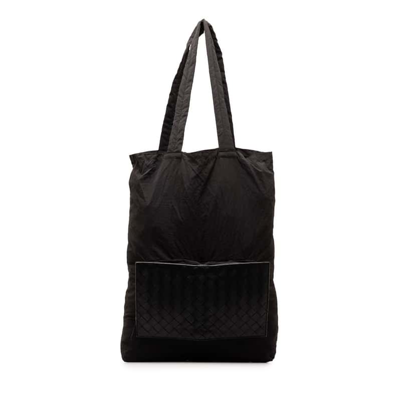 Bottega Veneta Intrecciato and Nylon Foldable Tote Black Good condition - Front View