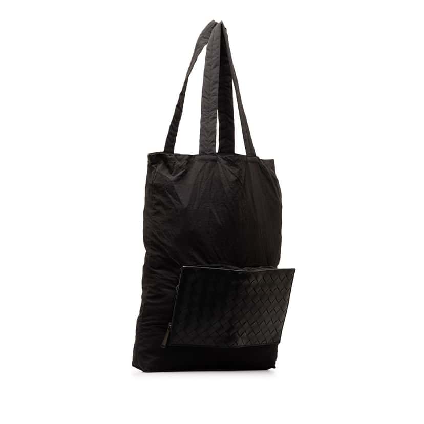 Bottega Veneta Intrecciato and Nylon Foldable Tote Black Good condition - Back View