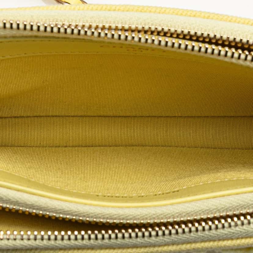Chanel Denim Coco Fringe Double Zip Clutch with Chain Yellow Denim Good condition - Model View