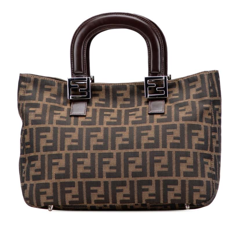 Fendi Small Zucca Canvas Twins Tote Brown Canvas Good condition - Front View