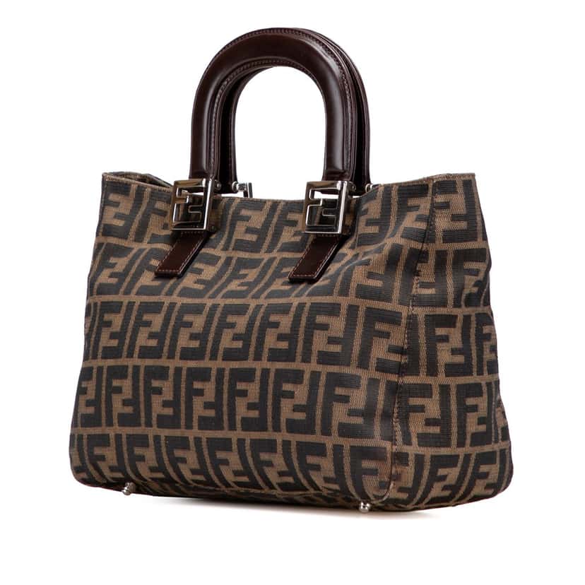 Fendi Small Zucca Canvas Twins Tote Brown Canvas Good condition - Back View