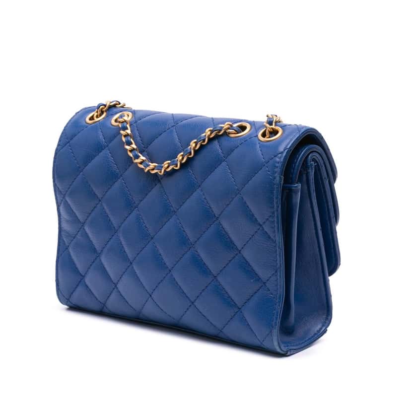 Chanel CC Quilted Calfskin Triple Flap Blue Leather Good condition - Back View