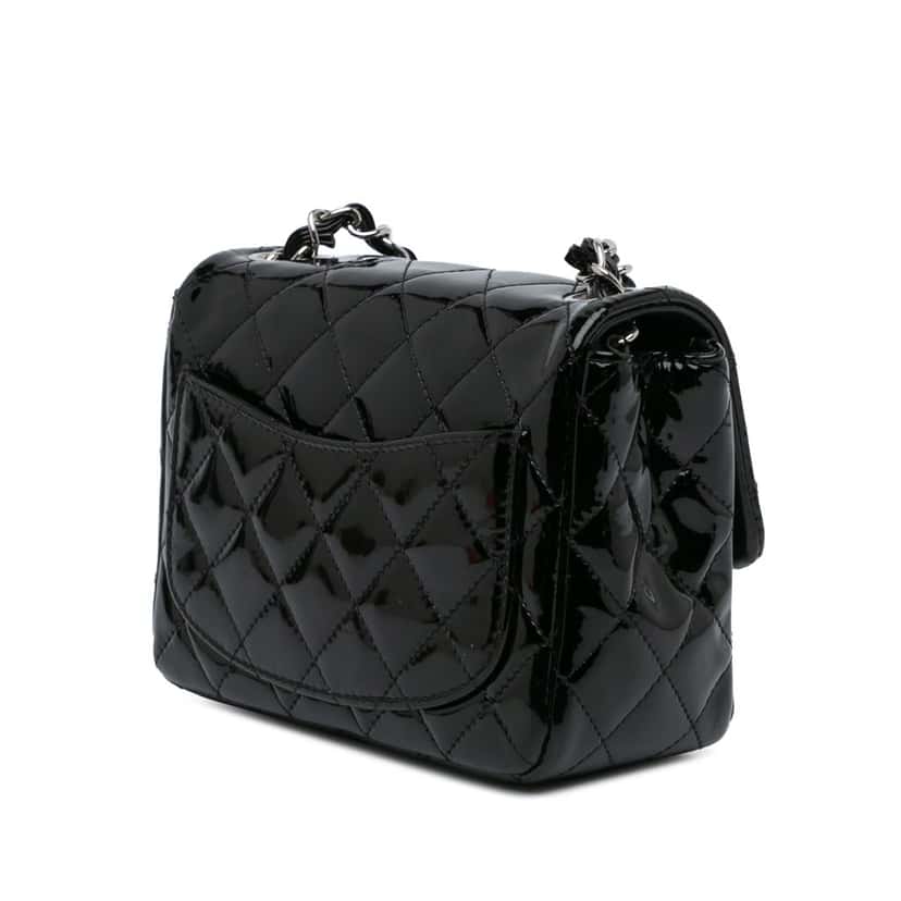 Chanel Mini Square Classic Patent Single Flap Black Leather Good condition - Back View