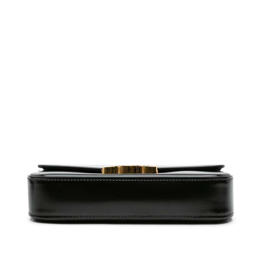 Celine Smooth Calfskin Cuir Triomphe Chain Shoulder Bag Black Leather Good condition - Inside View
