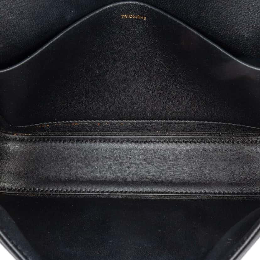 Celine Smooth Calfskin Cuir Triomphe Chain Shoulder Bag Black Leather Good condition - Model View