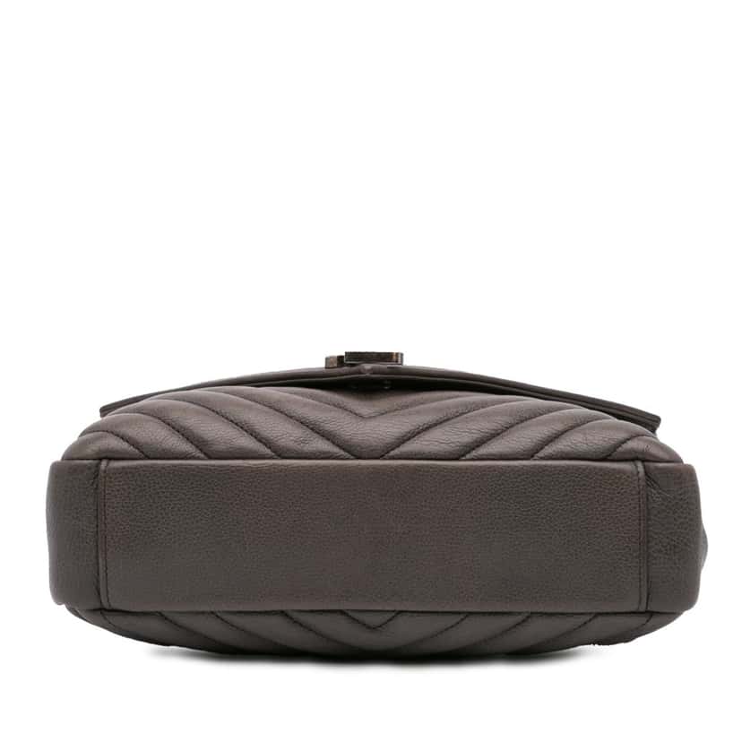 Saint Laurent Medium Quilted Chevron Sheepskin College Satchel Grey Leather Good condition - Inside View