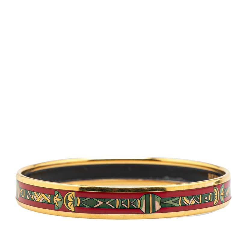 Hermès Narrow Cloisonne Enamel Bangle 62 Red Good condition - Back View