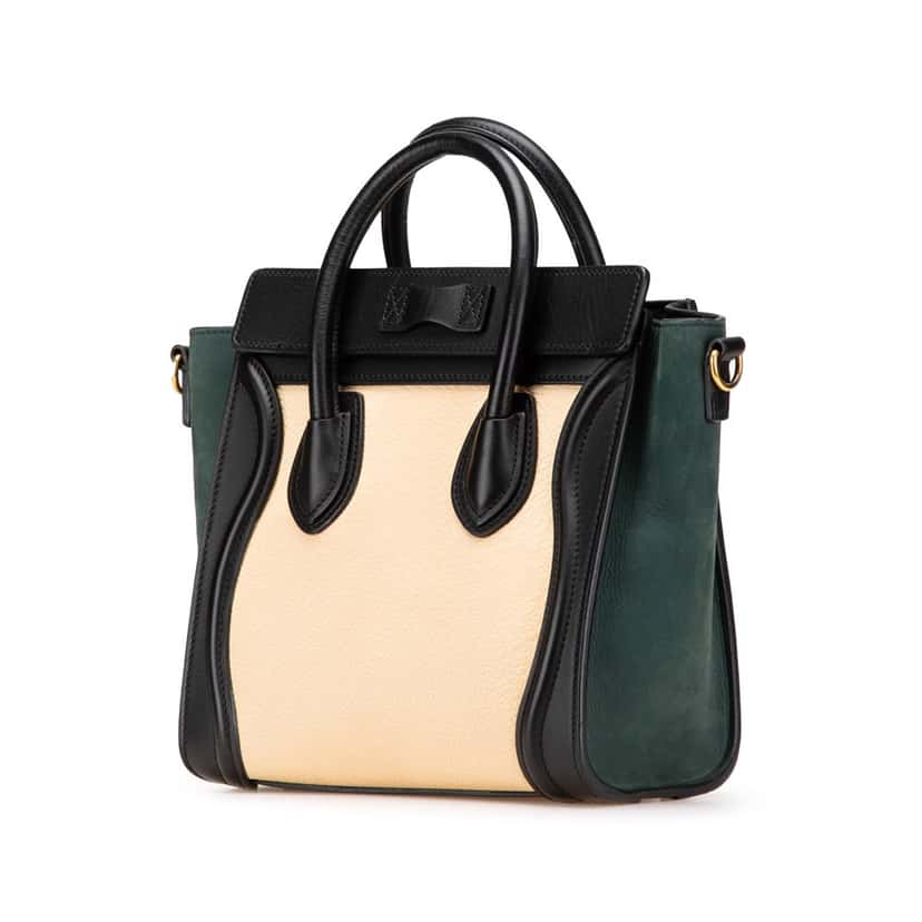 Celine Nano Tricolor Nubuck and Calfskin Luggage Tote Brown Leather Good condition - Back View
