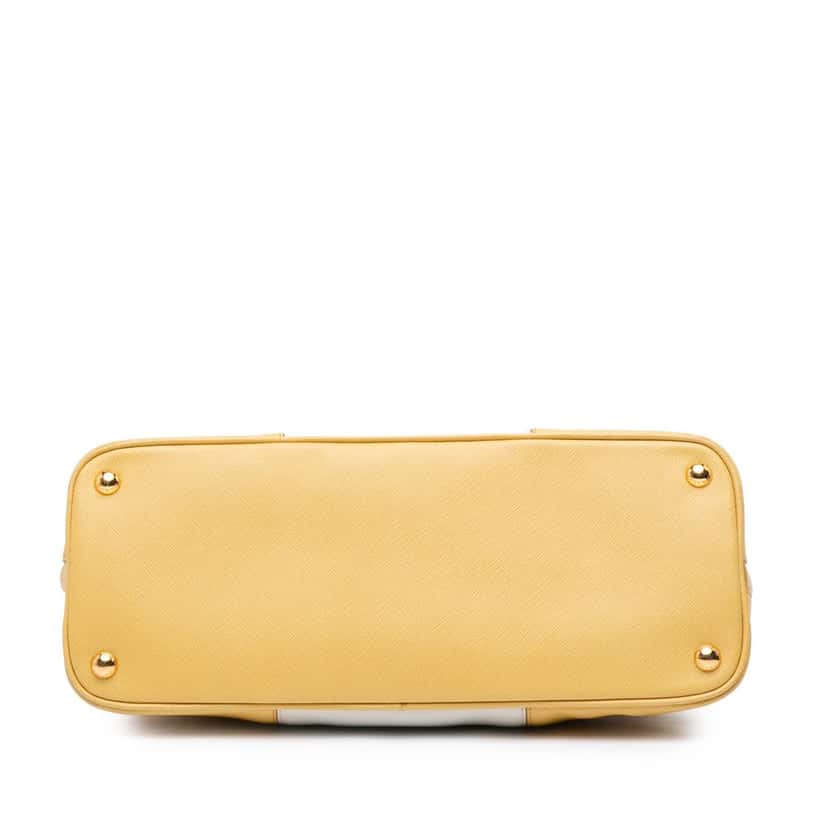 Prada Medium Bicolor Saffiano Lux Promenade Satchel Yellow Leather Good condition - Inside View