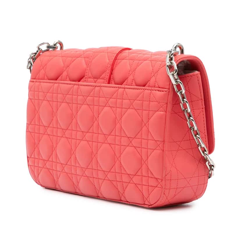 Dior Medium Lambskin Cannage Miss Dior Flap Pink Leather Good condition - Back View
