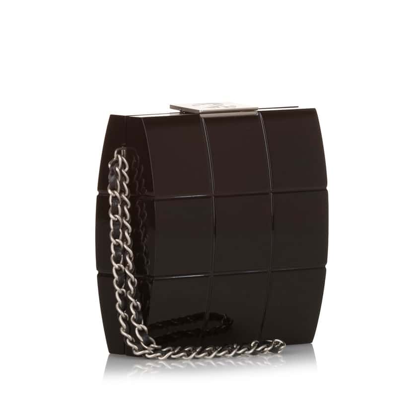 Chanel Choco Bar Lucite Perspex Clutch Black Very good condition - Back View