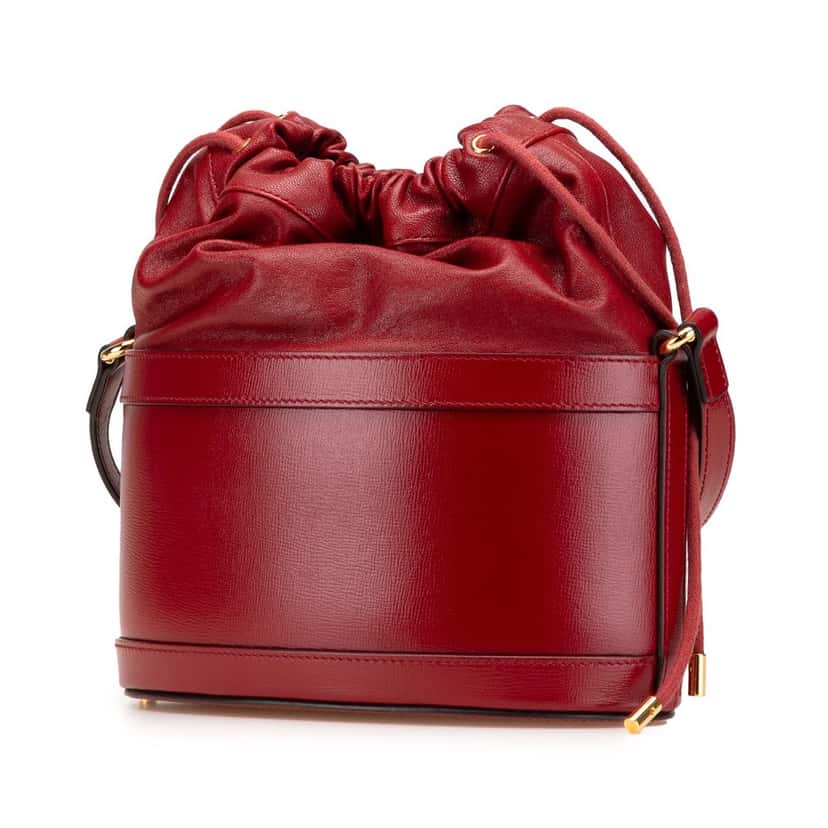 Gucci Leather Horsebit 1955 Bucket Bag Red Leather Good condition - Back View