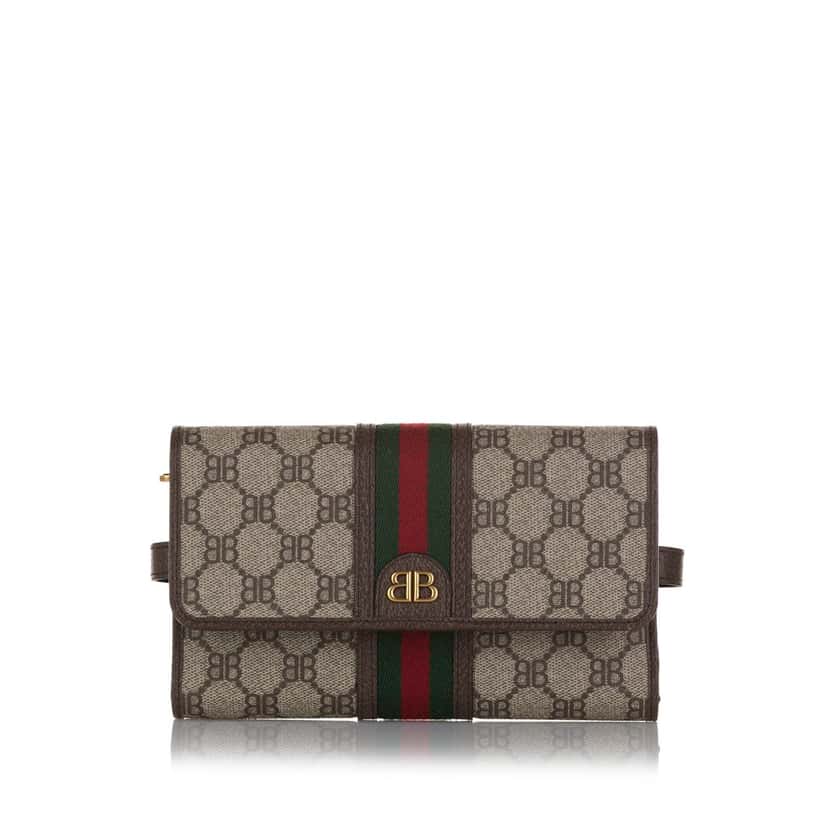 Balenciaga The Hacker Project BB Supreme Web Wallet On Strap Brown Canvas Good condition - Front View