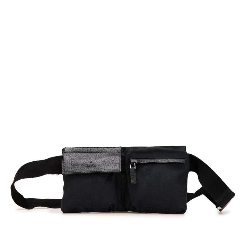 Gucci GG Canvas Double Pocket Belt Bag Blue Canvas Good condition - Front View