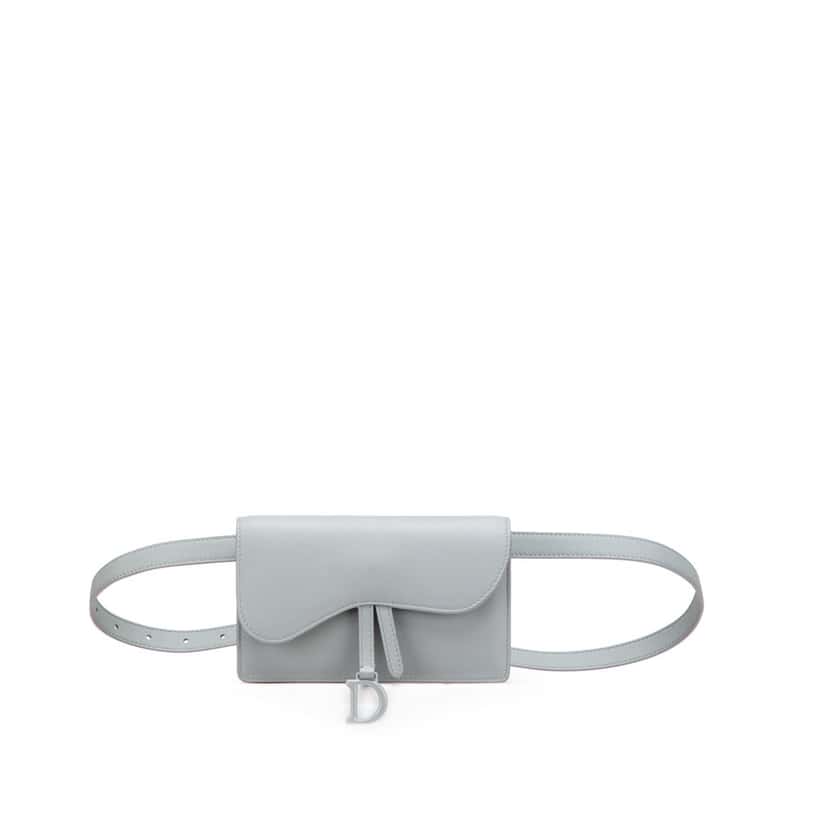 Dior Leather Saddle Belt Pouch Grey Leather Good condition - Front View