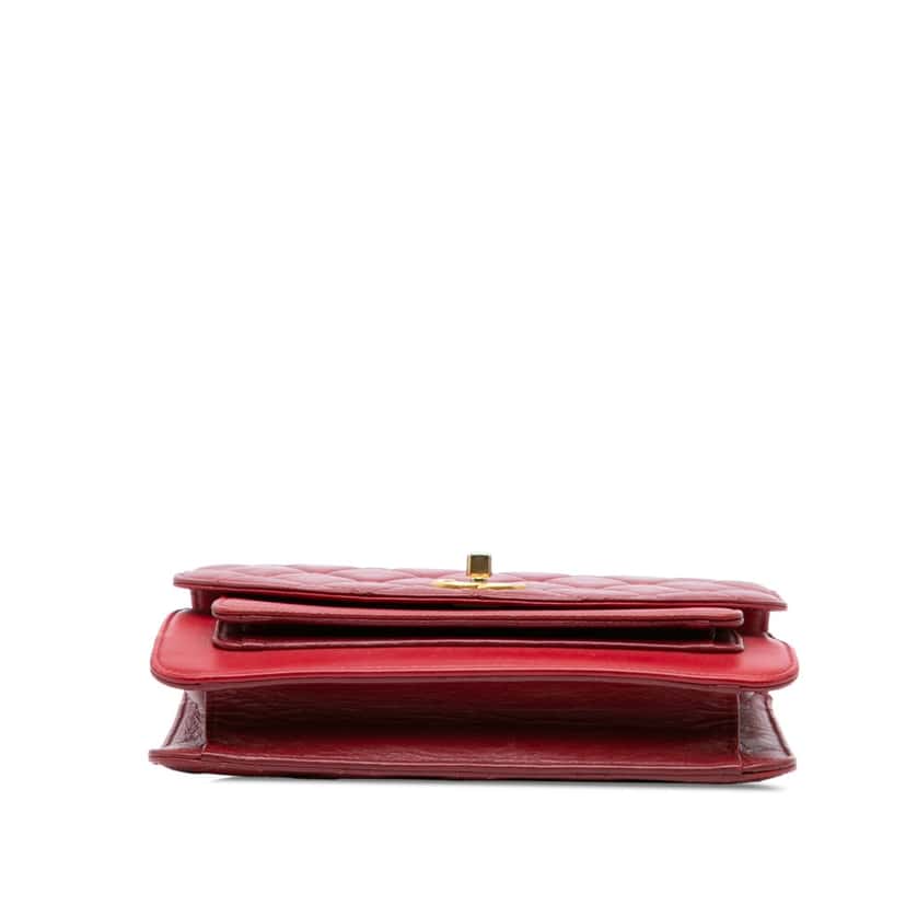 Chanel Small Quilted Calfskin and Caviar Chain Handle Flap Red Leather Good condition - Inside View