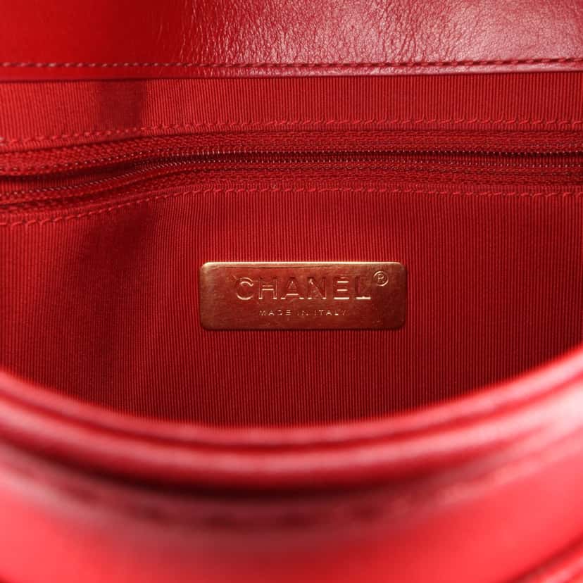 Chanel Small Quilted Calfskin and Caviar Chain Handle Flap Red Leather Good condition - Box View