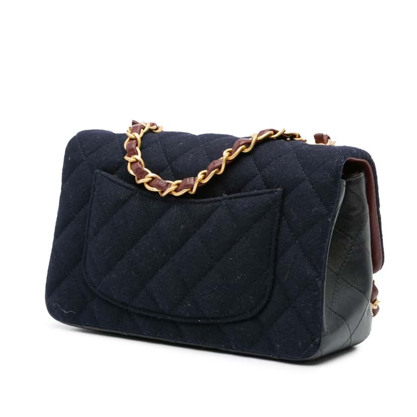 Chanel Mini Rectangular Classic Jersey Sailor Single Flap Blue Cotton Good condition - Back View