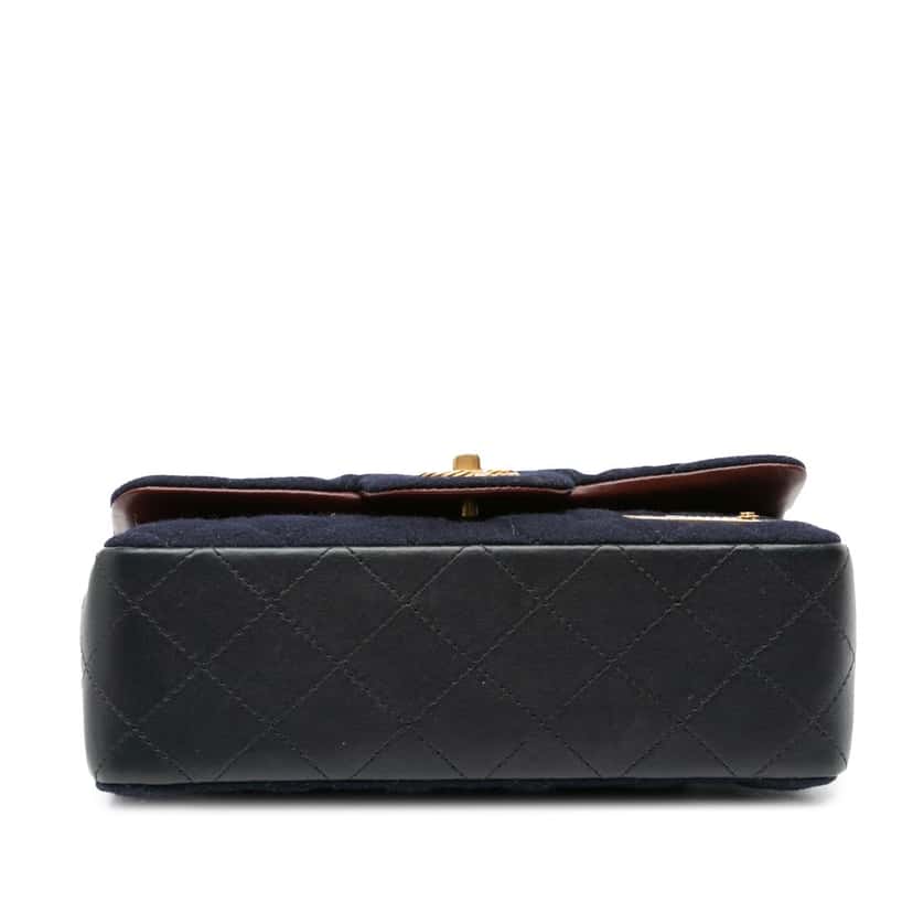 Chanel Mini Rectangular Classic Jersey Sailor Single Flap Blue Cotton Good condition - Inside View