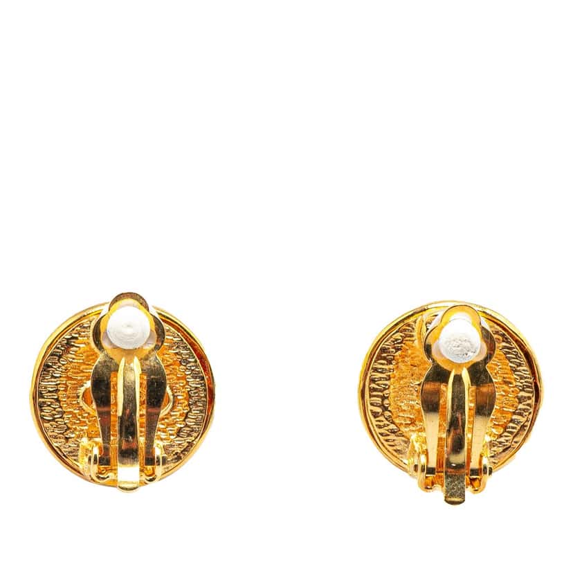 Chanel Gold Plated Mini CC Clip On Earrings Gold Metal Good condition - Back View
