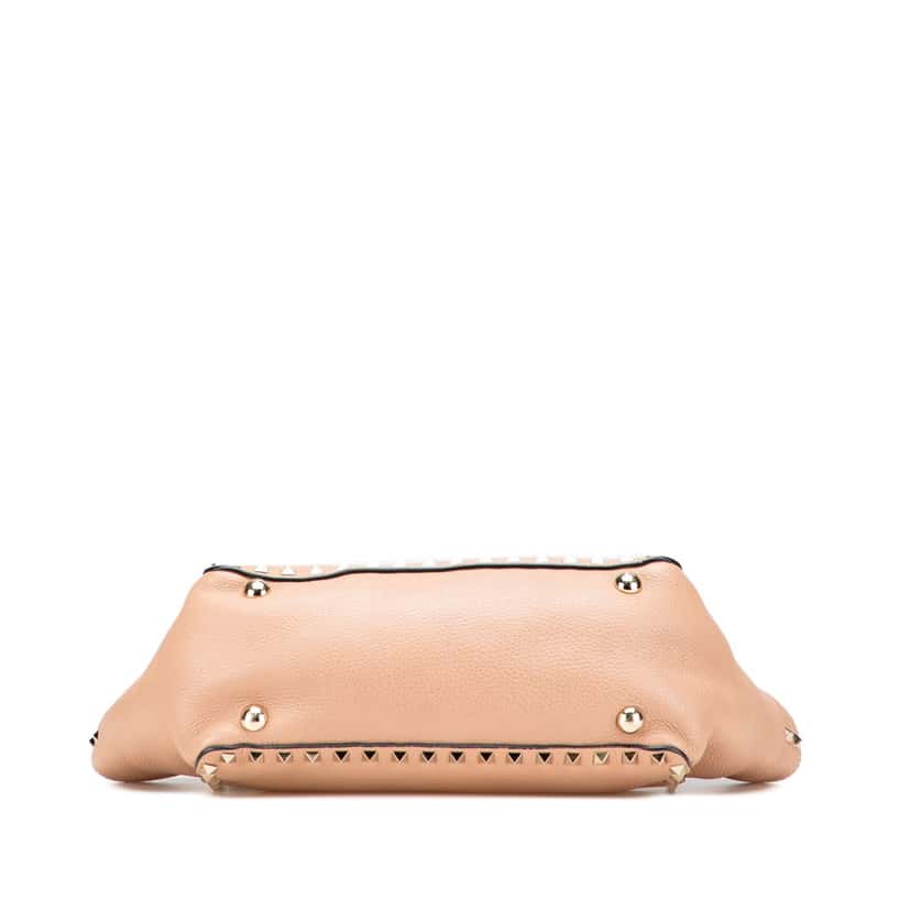 Valentino Small Leather Rockstud Trapeze Satchel Brown Leather Good condition - Inside View