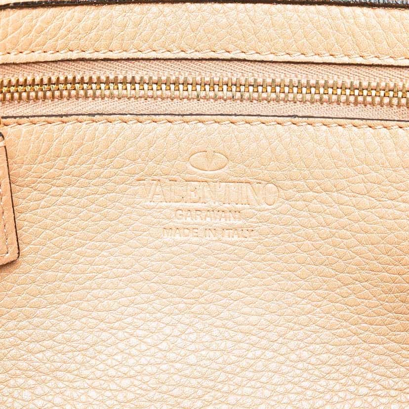 Valentino Small Leather Rockstud Trapeze Satchel Brown Leather Good condition - Box View