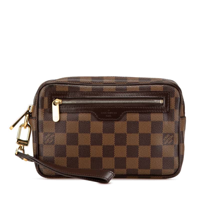 Louis Vuitton Damier Ebene Pochette Billets Macao Brown Canvas Good condition - Front View