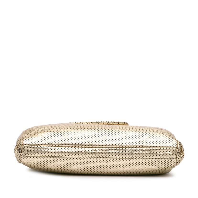Chanel Perforated Crackled Metallic Calfskin Drill Tote Gold Leather Very good condition - Inside View