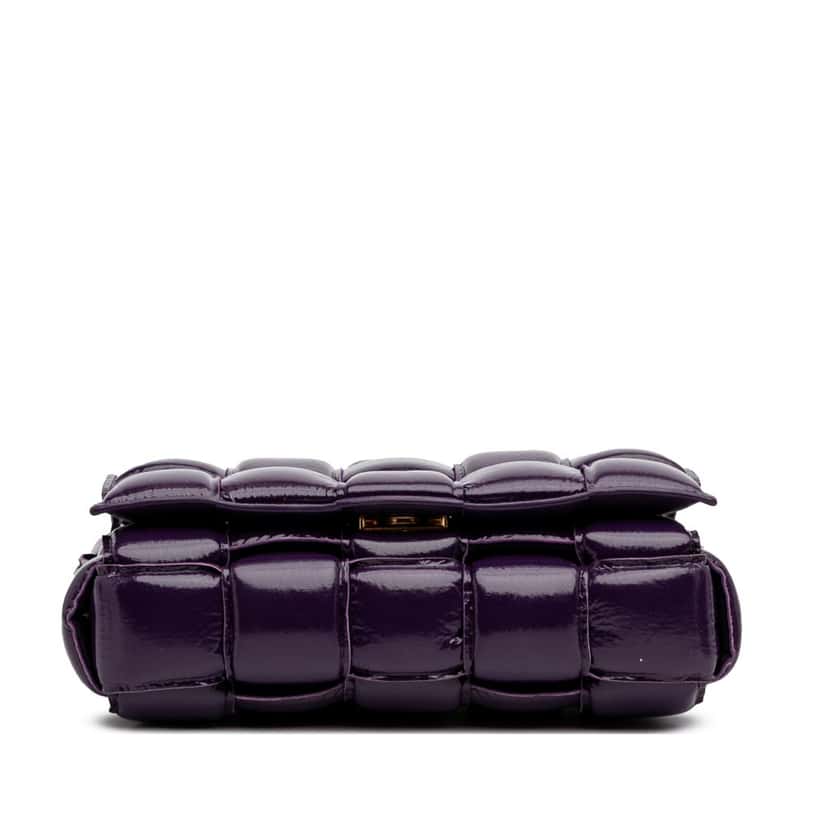 Bottega Veneta Textured Deerskin Intrecciato Padded Cassette Crossbody Purple Leather Good condition - Inside View