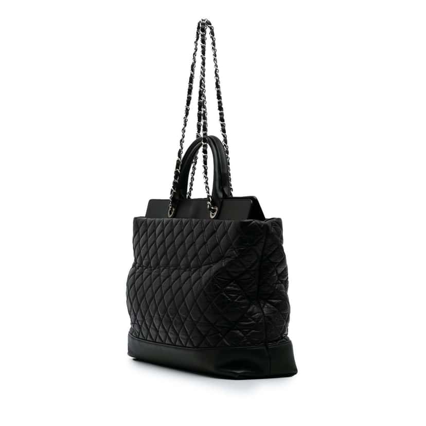 Chanel Quilted Aged Calfskin Be CC Shopper Tote Black Leather Good condition - Back View