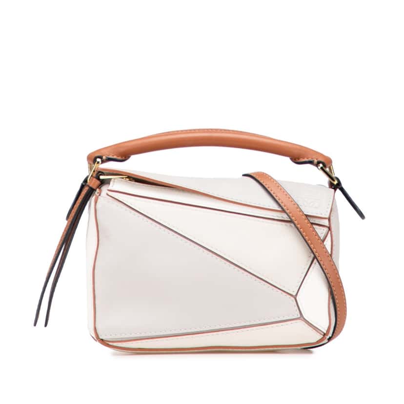 Loewe Mini Tricolor Calfskin Puzzle Satchel Grey Leather Good condition - Front View