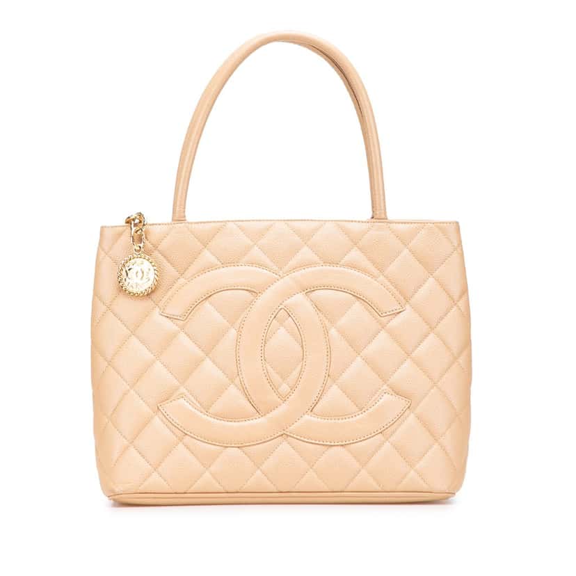 Chanel Caviar Medallion Tote Brown Leather Good condition - Front View