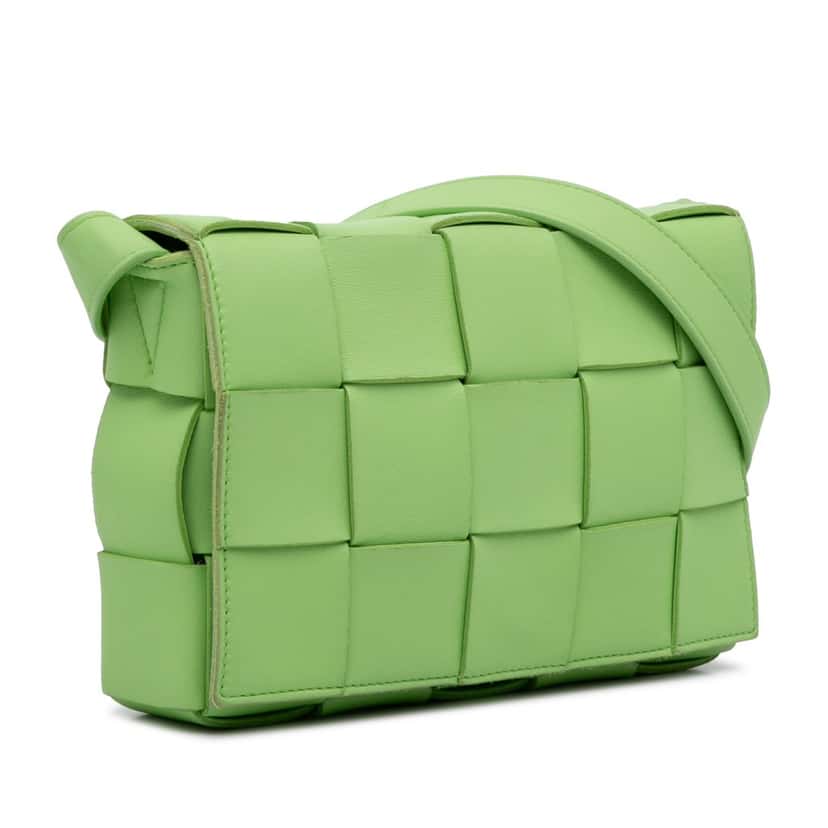 Bottega Veneta Nappa Intrecciato Cassette Crossbody Green Leather Very good condition - Back View
