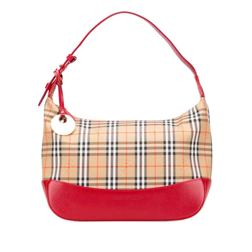 Burberry Haymarket Check Canvas Shoulder Bag Brown Canvas Good condition - Front View