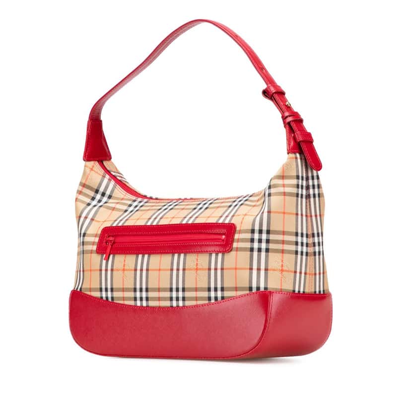 Burberry Haymarket Check Canvas Shoulder Bag Brown Canvas Good condition - Back View