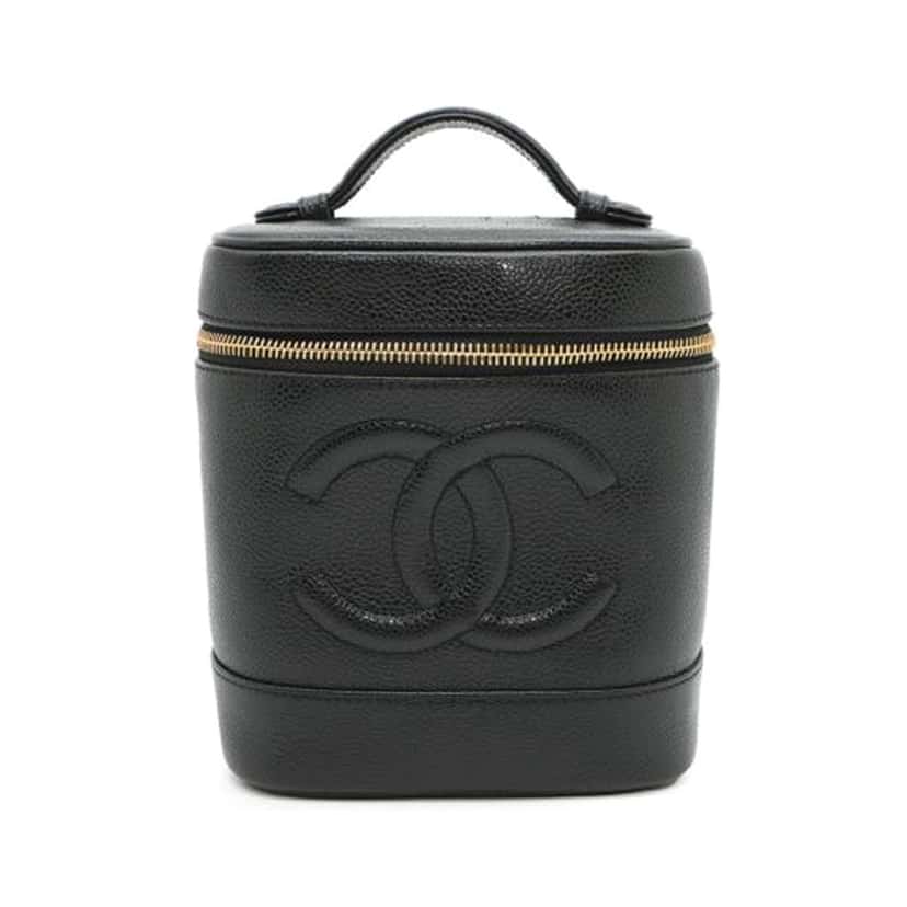 Chanel CC Caviar Vanity Bag Black Leather Good condition - Front View