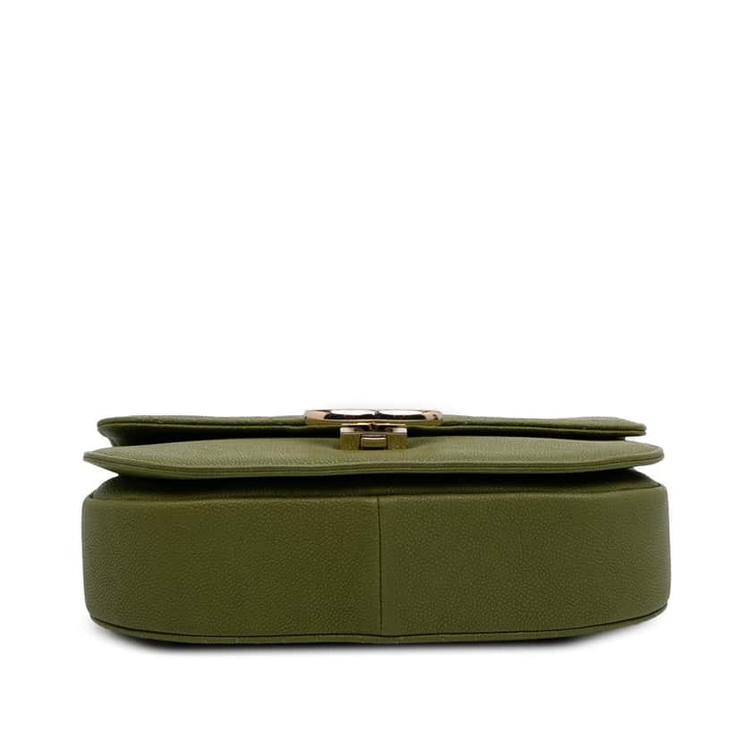 Chanel Medium Quilted Caviar Thread Around Flap Green Leather Good condition - Inside View