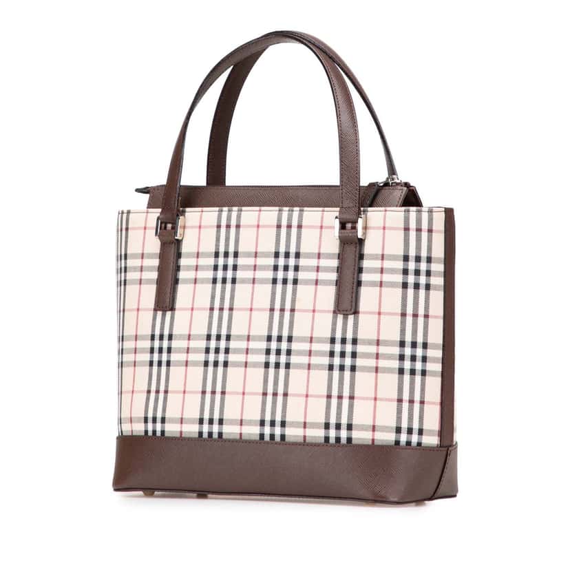 Burberry House Check Canvas Tote Brown Canvas Good condition - Back View