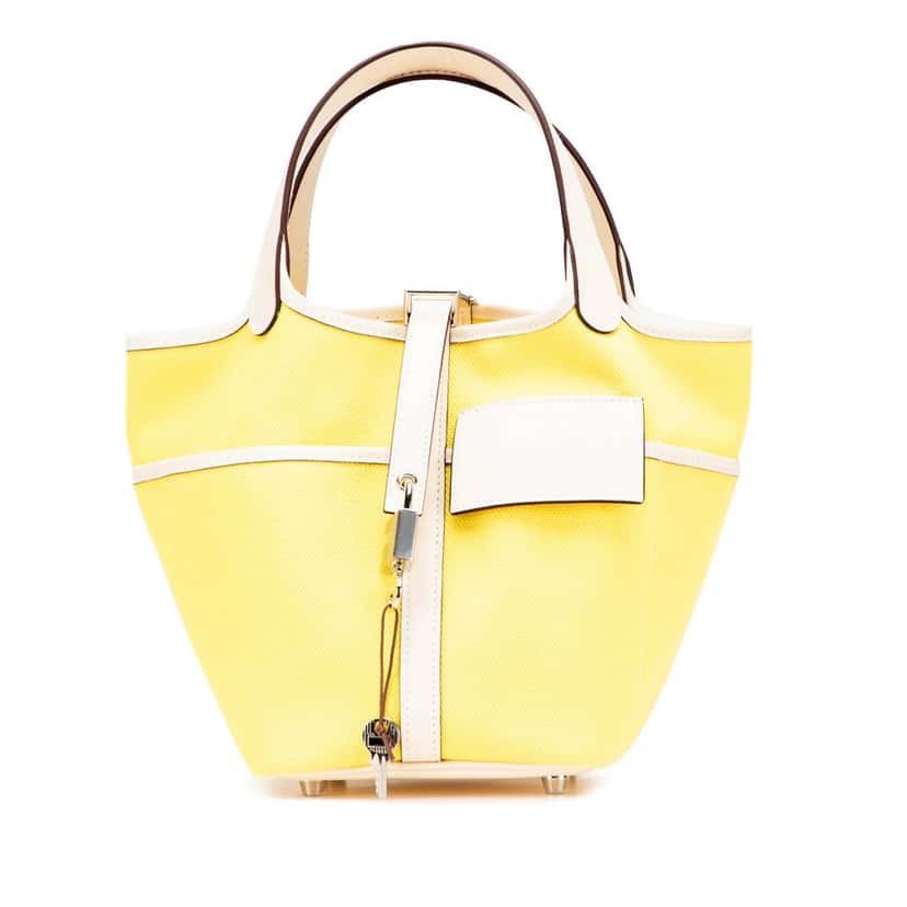 Hermès Toile Goeland and Swift Cargo Picotin Lock 18 Yellow Canvas Good condition - Front View