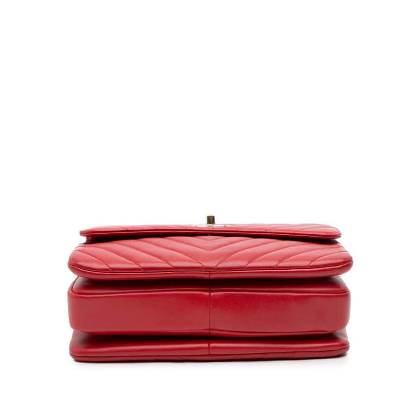 Chanel Small Chevron Lambskin Trendy CC Flap Red Leather Good condition - Inside View