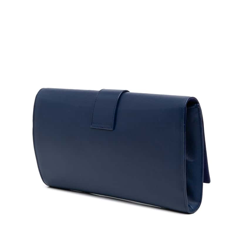 Saint Laurent Calfskin Classic Y Ligne Clutch Blue Leather Good condition - Back View
