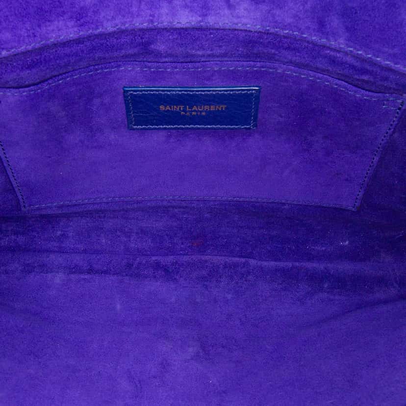 Saint Laurent Calfskin Classic Y Ligne Clutch Blue Leather Good condition - Model View