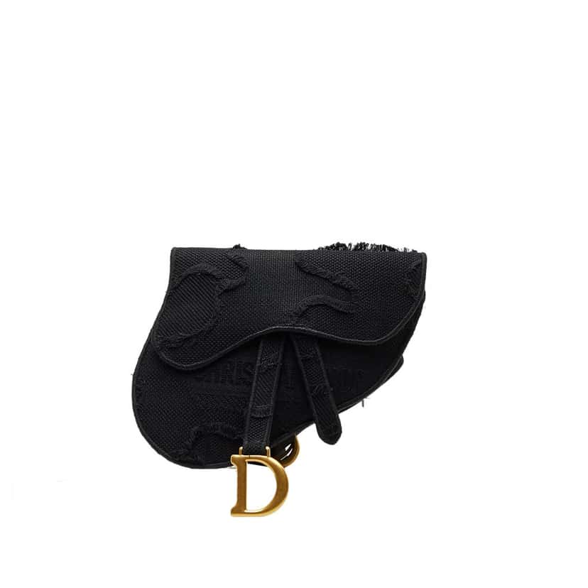 Dior Embroidered Canvas Camouflage Saddle Belt Bag Black Canvas Very good condition - Front View